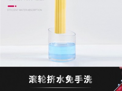 拖把胶棉免手洗胶棉加厚不锈钢杆双排挤水胶棉拖把图3